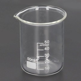 Vaso de Precipitados de 50 ml, 10 Piezas Vasos de Vidrio de Laboratorio, Vaso de Precipitados de Vidrio Científico, Vaso de Precipitados Cilíndrico Adecuado para Experimentos de Enseñanza