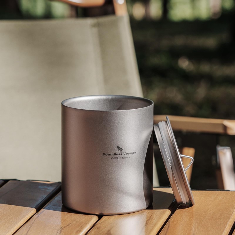 Boundless Voyage Titanium Mug with Lid 350ml Double Wall Outdoor