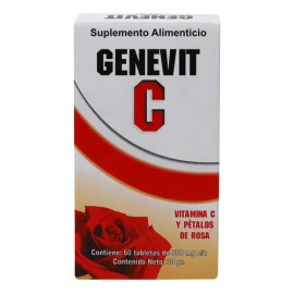 Genevit C Vitamina C + Pétalos De Rosa 60 Tabletas De 500 Mg Sabor Sin Sabor
