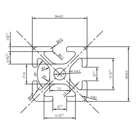 Aluminium Profile 20 x 20 mm | Slot 5 | 100 mm = 10 cm | Anodised | Aluminium Profile | Groove Profile | Aluminium Profile | Lightweight | Mounting System |