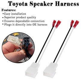2 Pack 72-8104 Speaker Harness Adapter Compatible with Toyota Speaker Wire Harness Adapter Plug Compatible with Toyota Tacoma Tundra Camry Corolla 4 Runner Scion Pontiac Speaker Wiring Harness Adapter