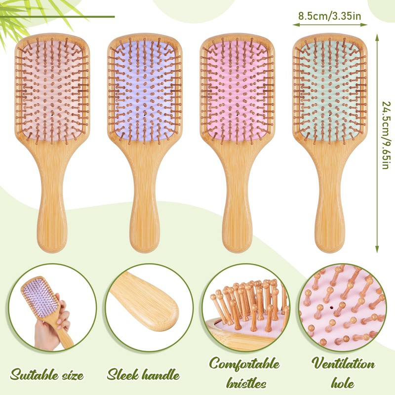 Tessco for you 24 Pcs Bamboo Hair Brushes Bulk for