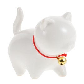 iplusmile Cute Ceramic Cat Ornament with Bell Unique Desktop Decor for Cat Lovers for Office Home Decoration for Friends and Family