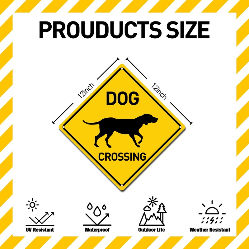 BTHUKO Dog Silhouette Crossing 12" X 12" Funny Novelty Road