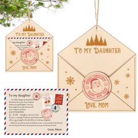 Fullhawl Christmas Daughter Gift Christmas Tree Ornaments for Daughter Wooden Letter to My Daughter Christmas Ornament with Cards Birthday Gifts for Daughter from Mom
