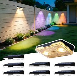 Hobychild Solar Fence Lights Outdoor，8 Pack IP65 Waterproof Fence Lights Solar Powered with Ultra-Bright LED Lens，12+ Hours Steady Glow 9 Color Modes for Outside Patio Step Backyard Railing