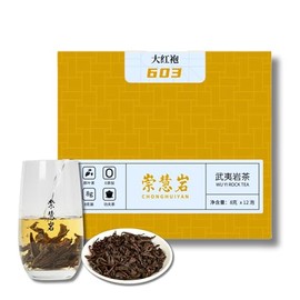 Premium Da Hong Pao Wuyi Rock Tea [A] - Traditional Crafted Loose Leaf Chinese Oolong Tea - 2g/8g x 12 Infusions - 崇慧岩大红袍603/606 (8g *12, Floral and Fruity Aroma)