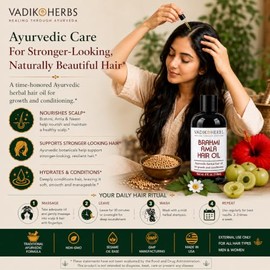 Brahmi-Amla Hair Oil (4oz) by Vadik Herbs | Promotes excellent hair growth and hair conditioning | all natural herbal solution for hair loss, thinning
