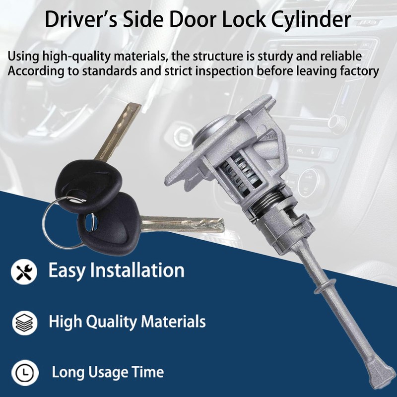 Left Driver Door Lock Cylinder with 2 Keys Compatible with