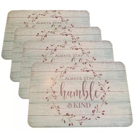 Greenbrier Placemats Always Stay Humble And Kind Set Of 4 Plastic 11”x17” NEW