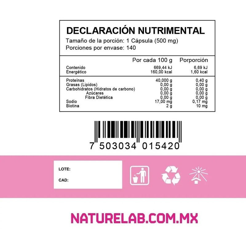 Biotina Naturelab Suplemento para Cabello, Piel y Uñas con 120