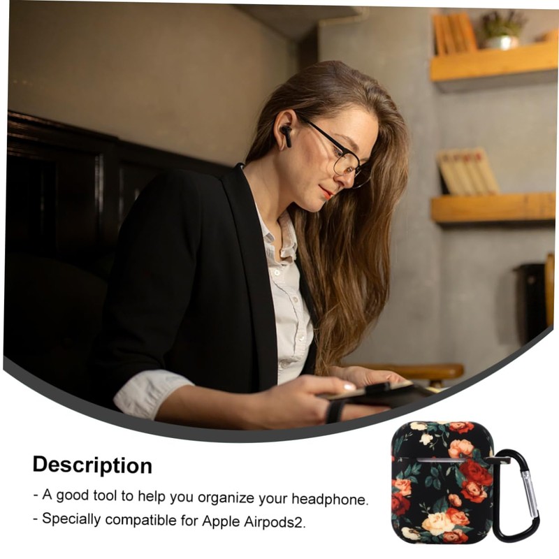 DOITOOL 1pc Earphone Protective Cover Compatible Floral Design Storage Bag