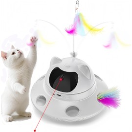 QUEOPFU Cat Laser Toy,3-in-1Interactive Automatic 6 HolesElectronic Whack a Mole, Fluttering Butterfly,USB Rechargeable Interactive Cat Toys for Bored Indoor Adult Cats/Kittens/Dogs