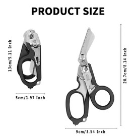 GIONAR 6 in 1 Trauma Shears, Multi Tool Pliers Shears with Strap Cutter and Glass Breaker, Folding Response Emergency Scissors with Holster, Tactical Raptor Shears for Outdoor Rescue