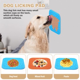 Lick Mat for Dogs - Slow Feeder Licking Mat with Suction Cups for Peanut Butter, Food Treats & Yogurt - 2 Pack