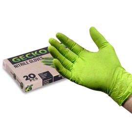 Nitrile Gloves 8 Mil Diamond Textured - Durable Puncture Resistant Industrial Grade, Safety Work, Food Safe, Green Gloves (20-pack, Large)