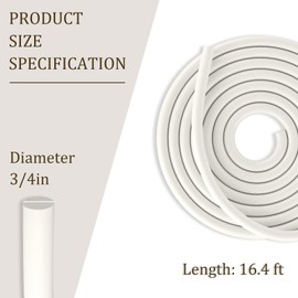 Storystore Backer Rod, 3/4" Diameter x 16.4' Length White EPDM Rubber Caulk Saver for Gaps and Weather Stripping Door Seal, Concrete Expansion Joint Filler