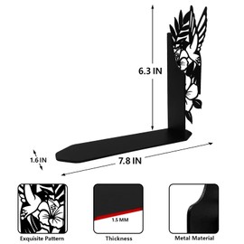ENCIMART Bird Metal Bookends for Shelves Cute Flower Book Ends for Heavy Books Bookshelf Decorative Objects Office Home Desk Bookshelf Decor Book Lover Hummingbird Gifts for Women (Black)