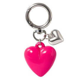 Kimonce Sliver Keychain for Women, Cute Girls Heart Keychain, Pink Bag Charms Accessories for Car Purse Backpack