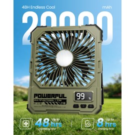 20000mAh Rechargeable Camping Fan Remote UltraSlim LED Green