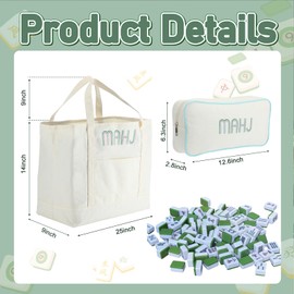 SilTriangle 2 Pcs Embroidered Mahjong Canvas Tote (large & Extra Large) Empty Tiles Tote Embroidered Tile Bag for Mahjong Lover Accessories Overnight