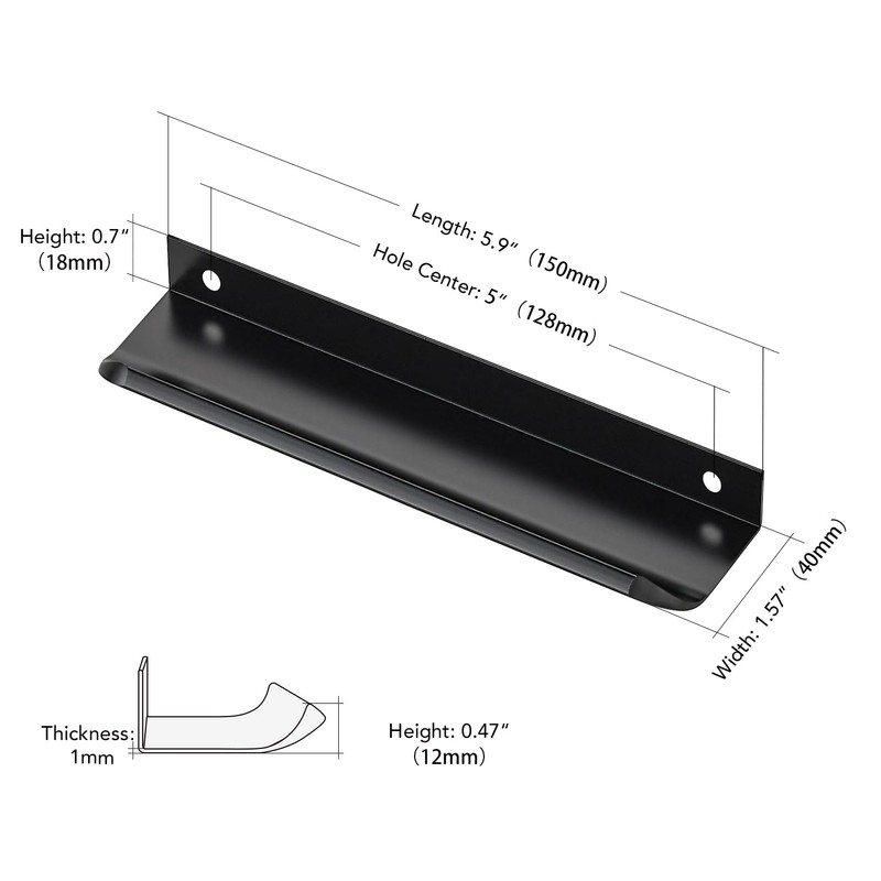Ravinte Hardware 10 Pack Black Cabinet Handles, 5.9 Inch (150mm)