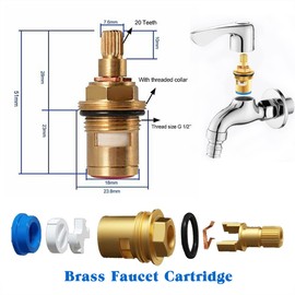 2PCS Brass Tap Valves for Mixer Taps | Durable Tap Cartridge Replacement | Leak-Resistant | Easy Installation | Suitable for Most UK Kitchen and Bathroom Faucets