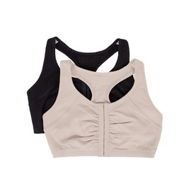 Fruit of the Loom Sujetador deportivo con espalda cruzada para mujer, 2 unidades, arena/negro (sand/black hue), 46