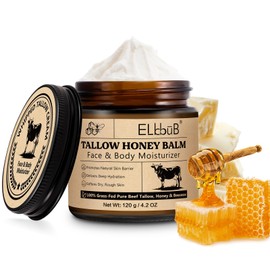Beef Tallow and Honey Balm for Skin, Grass Fed Beef Tallow Moisturizer, Nourish and Soothe Dry Skin, 120g