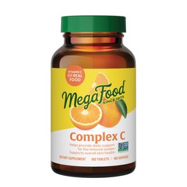 MegaFood Complex C - Vegan Vitamin C Immune Support Supplement, Vitamin C Supplement Made with Real Food Including Orange, Cranberry & Brown Rice, Gluten-Free - 180 Tablets, 180 Servings