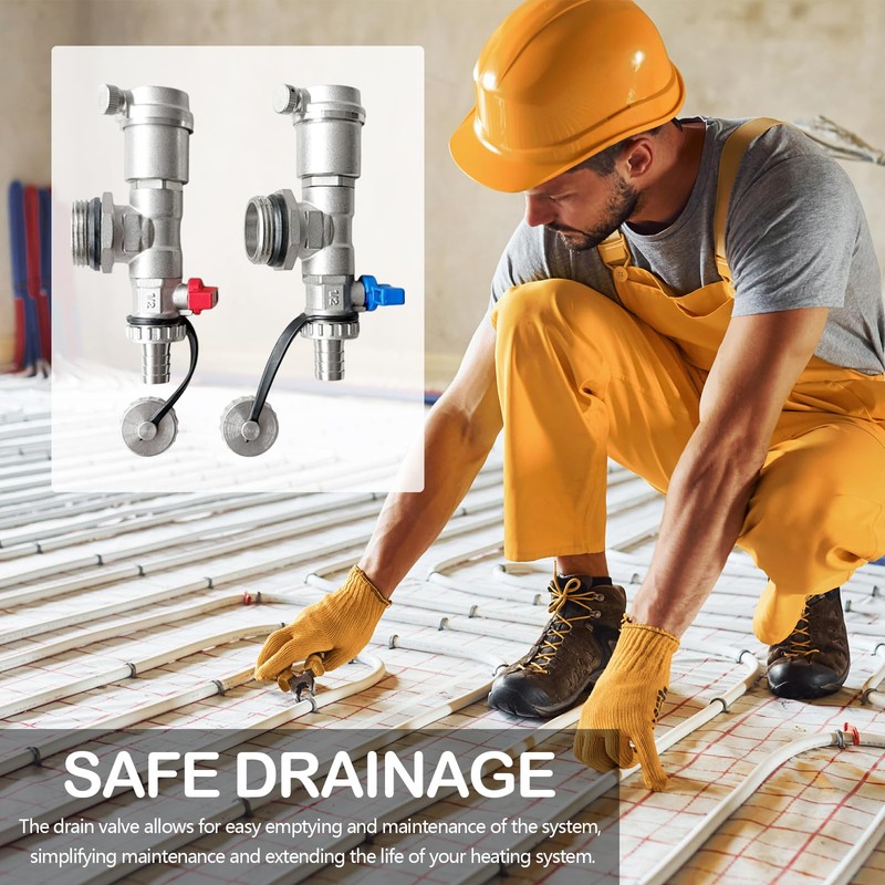 Quick Bleeder Set 1 Inch for Heating Circuit Distributor, Bleed