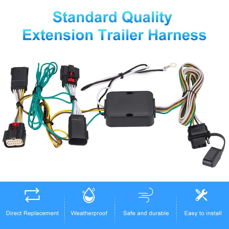 WATERWICH 4 Way Trailer Wiring Harness Compatible with Jeep Wrangler