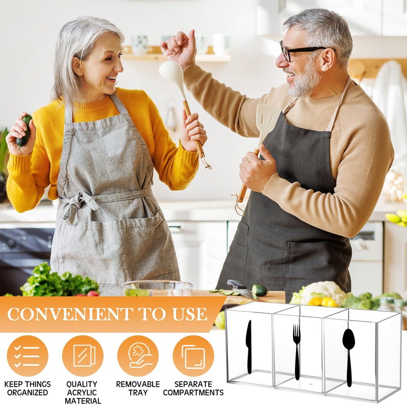 Suzile Acrylic Cutlery Storage Organizer Bin Silverware Caddy Countertop Knife