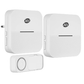 REV Orchestra Wireless Bell Set up to 150 m, 90 dB, 1 x Bell Front Door 230 VAC, 1 x Bell 4.5 VDC and 1 x Bell Push, White
