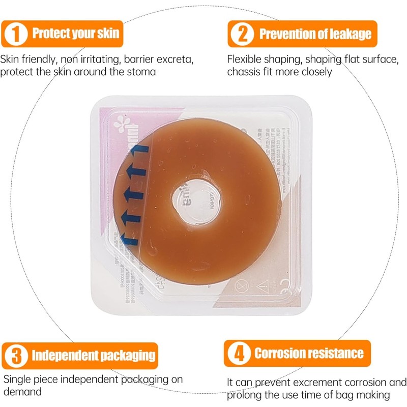 N 10Pcs Ostomy Barrier Rings Ostomy Barrier Tape Stoma Skin