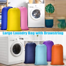 Sanwuta 40 Pcs 38" x 24" Large Laundry Bags Bulk Travel Laundry Bags with Drawstring Closure Lock Washable Heavy Duty for Dirty Clothe Camping College Dorm Apartment (Mulitcolor)