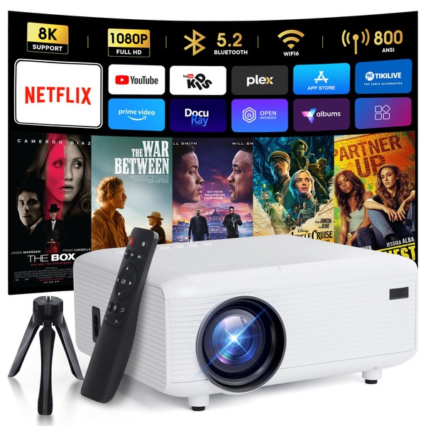 Projector with WiFi and Bluetooth, 5G WiFi Native 1080P 15000L