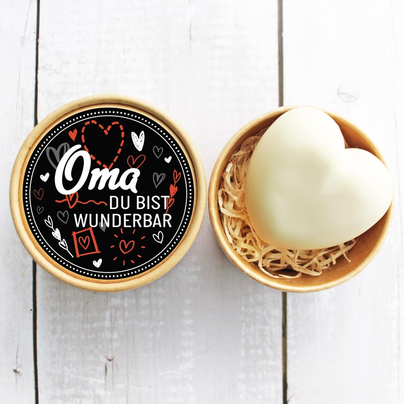 Mini Geschenk Oma Du bist wunderbar | Herzseife 95 g,