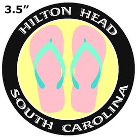 Athena Brands Flip Flops Hilton Head South Carolina - Car Truck Window Bumper Sticker Decal - Black