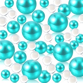 Luerbi 200 PCS Teal Vase Fillers, Teal Vase Filler Beads for Centerpieces Vases, Teal 10/14/20 MM Fake Beads Pearls for Vases, Teal Pearls for Vase Filler, Vase Fillers Decor