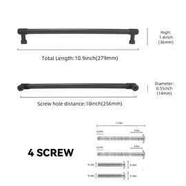 BUKOBYHE 6 Pack 10Inch Matte Black Kitchen Cabinet Handles Knurled Cabinet Pulls Black Drawer Pulls Kitchen Hardware