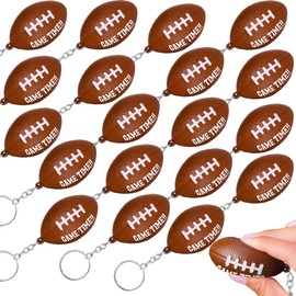 BASHOUT Football Keychains Party Pack | 20 Pcs Football Party Favors | Football Keychain with Game Time imprint | Mini Foam Footballs Party Decorations | Big Game Football Goodies