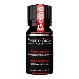 Aceite Esencial de Geranio |100% Natural Orgánico Vegano | 10 ml Grado Terapéutico | Aromaterapia Difusor Humidificador Meditación | Marie d'Argan