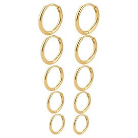 JUZICHEN 3-7 Pairs Silver Gold Hoop Earrings for Women, Stainless Steel, Stainless Steel