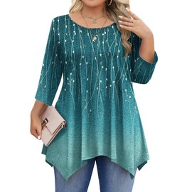 IN'VOLAND Plus Size Tops for Women 3/4 Sleeve Loose Shirts to Wear with Leggings Summer Fall 2025 Clothes