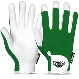 Toroga Work Gloves Multipurpose Gardening Gloves, Safety Working Gloves with High Grip, Heavy Duty Working Gloves For Men And Women Made to Fit on Hands. (Green, M)