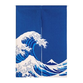 BAIHT HOME Cotton Linen Japanese Noren Doorway Curtain Tapestry Hokusai Ukiyoe Room Divider 33.5" Width x 47.2" Long (Great Wave of Kanagawa)