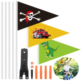 Lets Joy Pack of 3 Bicycle Bunting for Children, Children's Safety Bunting Pole, Safety Flag with Mounting Bracket, Bicycle Bunting, Bicycle Accessories Bicycle Flag