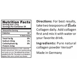 Besha Hydrolyzed Collagen Supplement 34 Servings Pure Natural Skin Rejuvenation