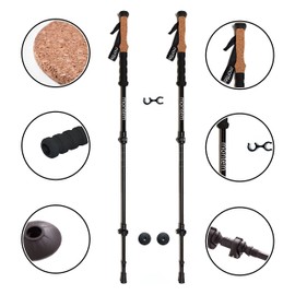 Montem Ultra Strong Trekking, Walking, and Hiking Poles - One Pair (2 Poles) Anti-Shock Cork Handle - Collapsible, Lightweight, Quick Locking, and Ultra Durable